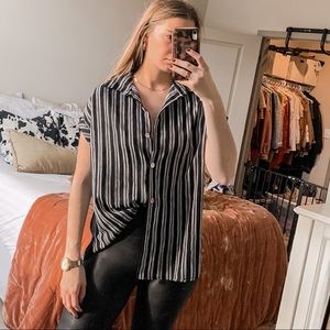 Black and White Stripe short sleeve button down